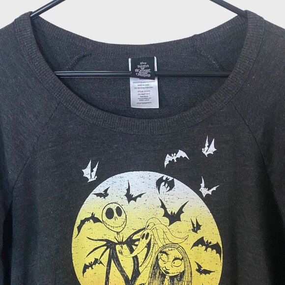Disney Nightmare Before Christmas Scoop-Neck Sweatshirt Women's Medium Dark Gray - Picture 5 of 12